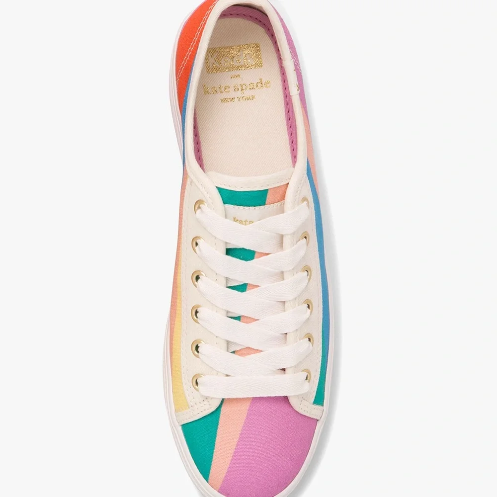 Keds X Kate Spade New York Triple Kick Multi-striped Canvas Sneakers Pre-owned 8